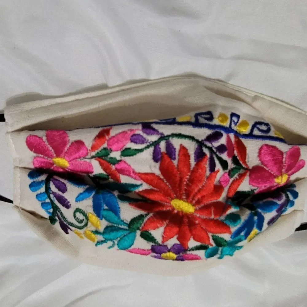 Mexican Embroidered Handmade Face Mask Cubrebocas Artesanal Triple Layer…